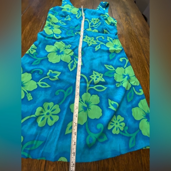 Big Hed Vintage Blue And Green Hawaiian Dress Size Large B22 - Picture 2 of 4